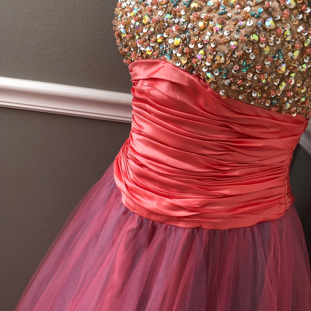 NEW FAVIANA SZ 14 BEADED SATIN TULLE HALTER BALL GOWN - Picture 5 of 13